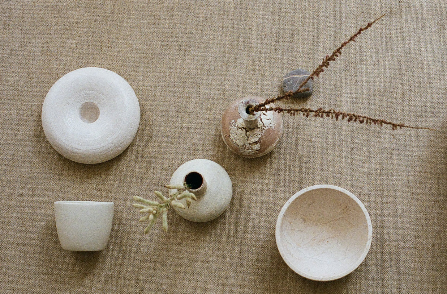 Donut Candle Holder, Crema Marfil Marble