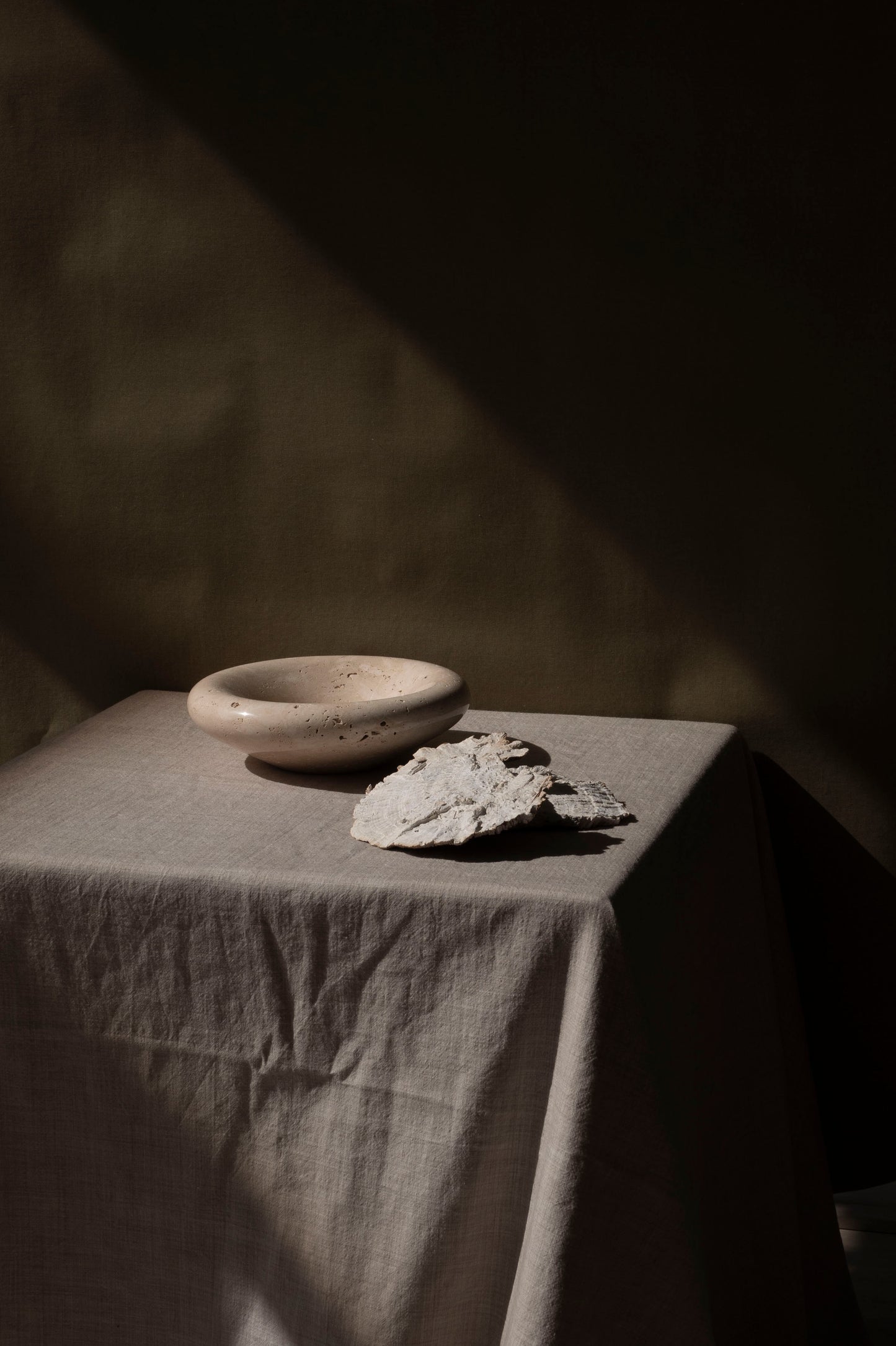 Medium Rounded Bowl, Yellow Travertine Marble