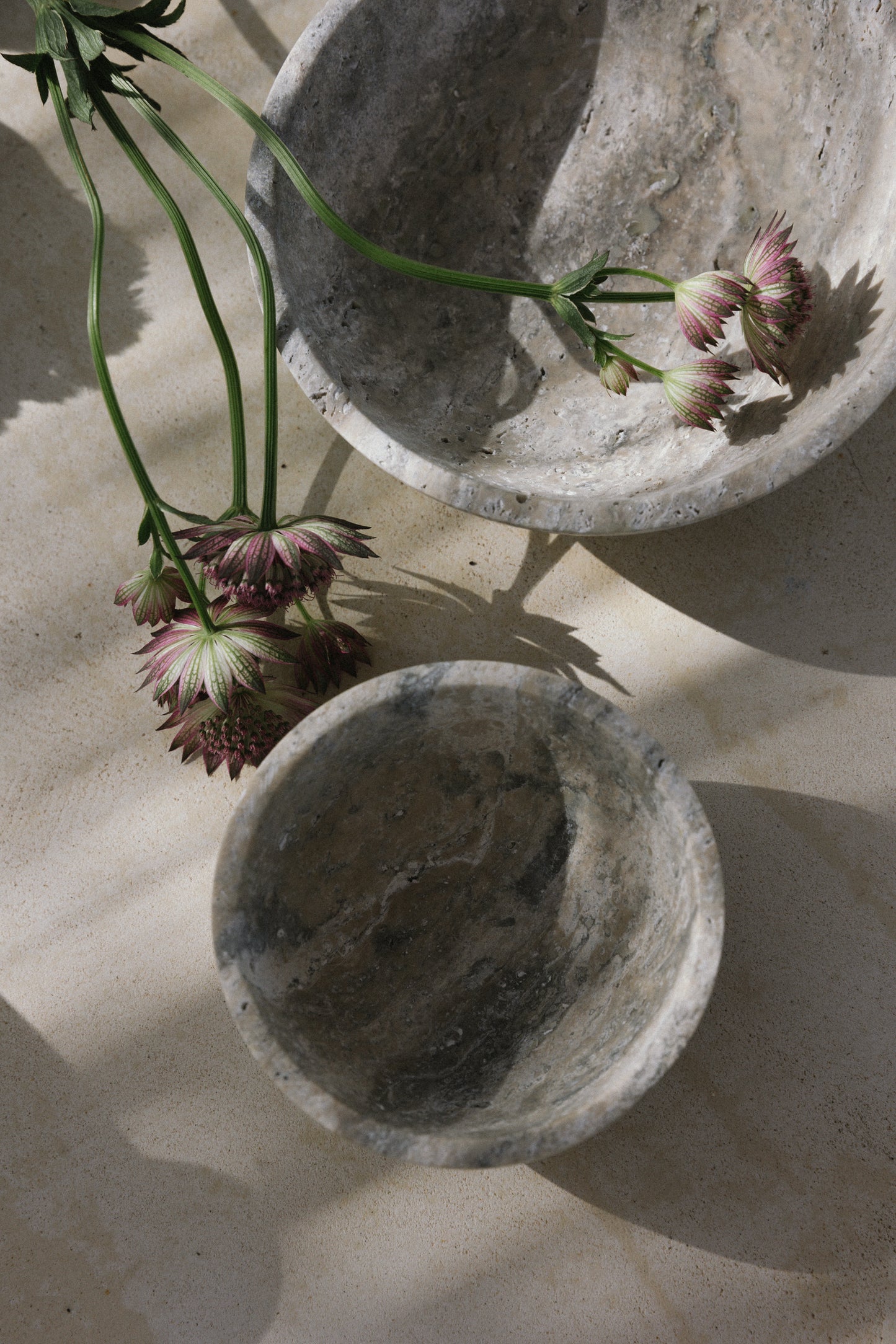 Medium Bowl, Gray Travertine Marble