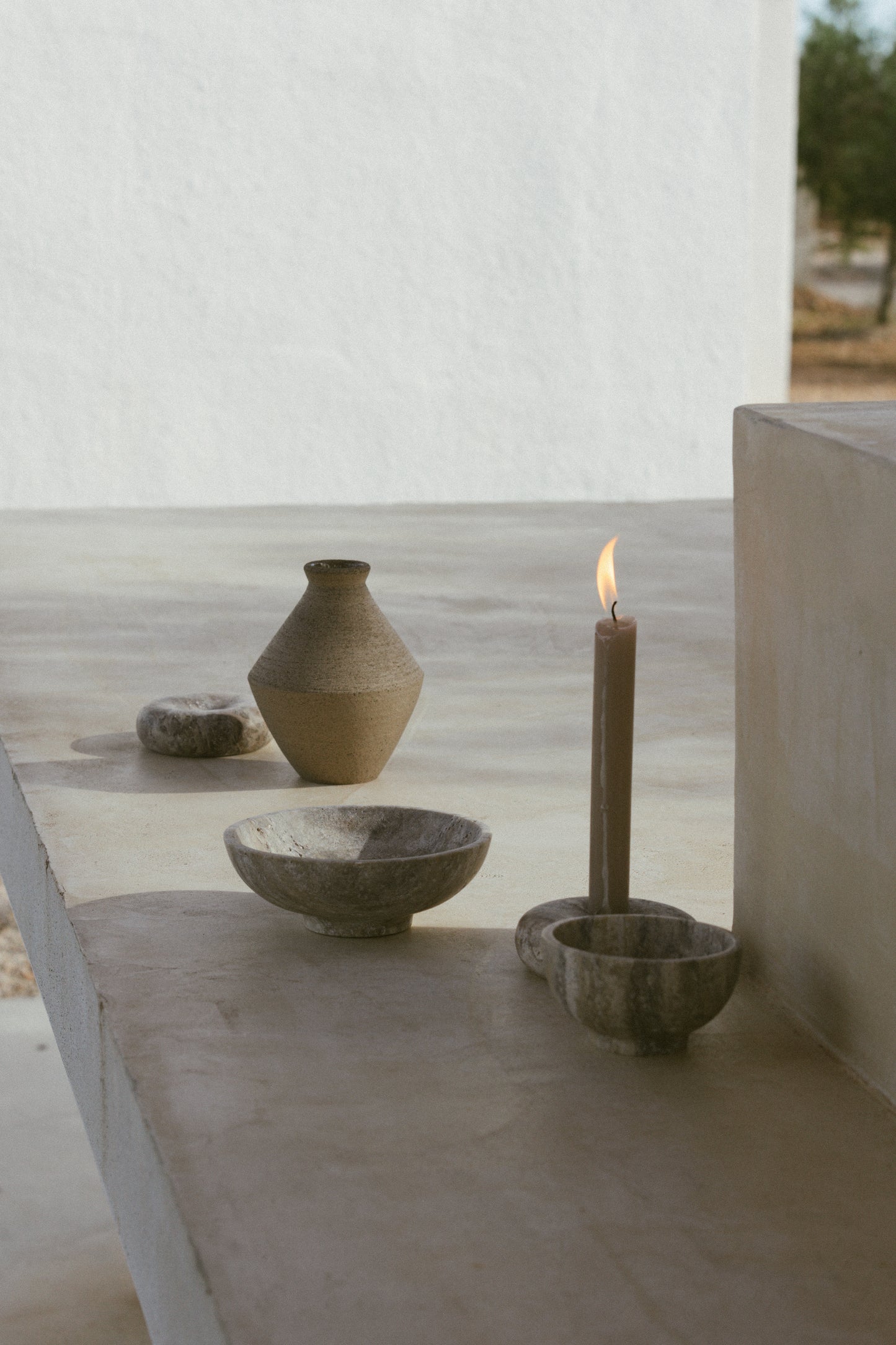 Small Dish, Gray Travertine