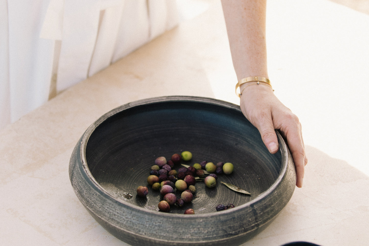 Short Angular Ceramic Serving Bowl, Black