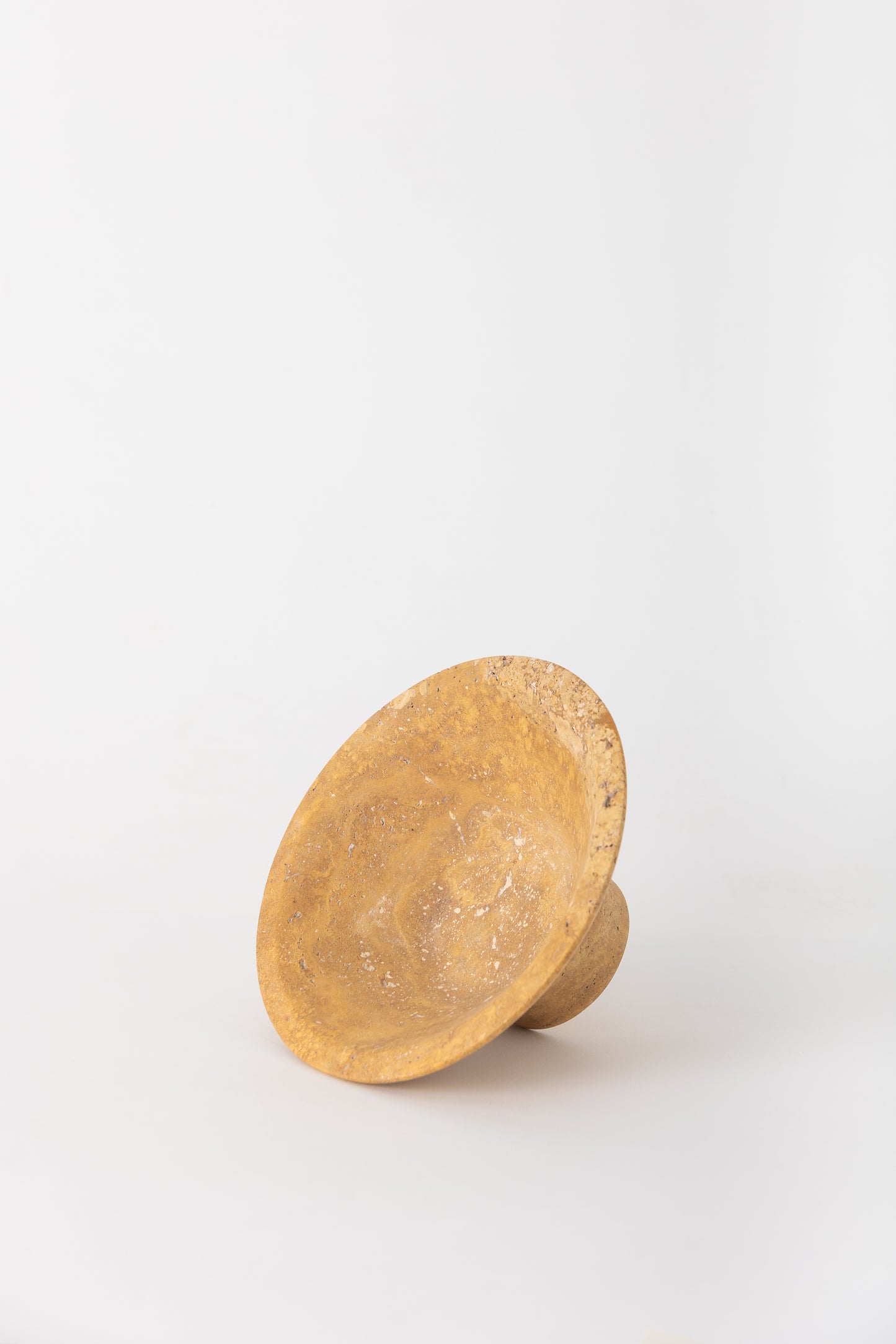 Pedestal Vessel, Yellow Travertine Marble