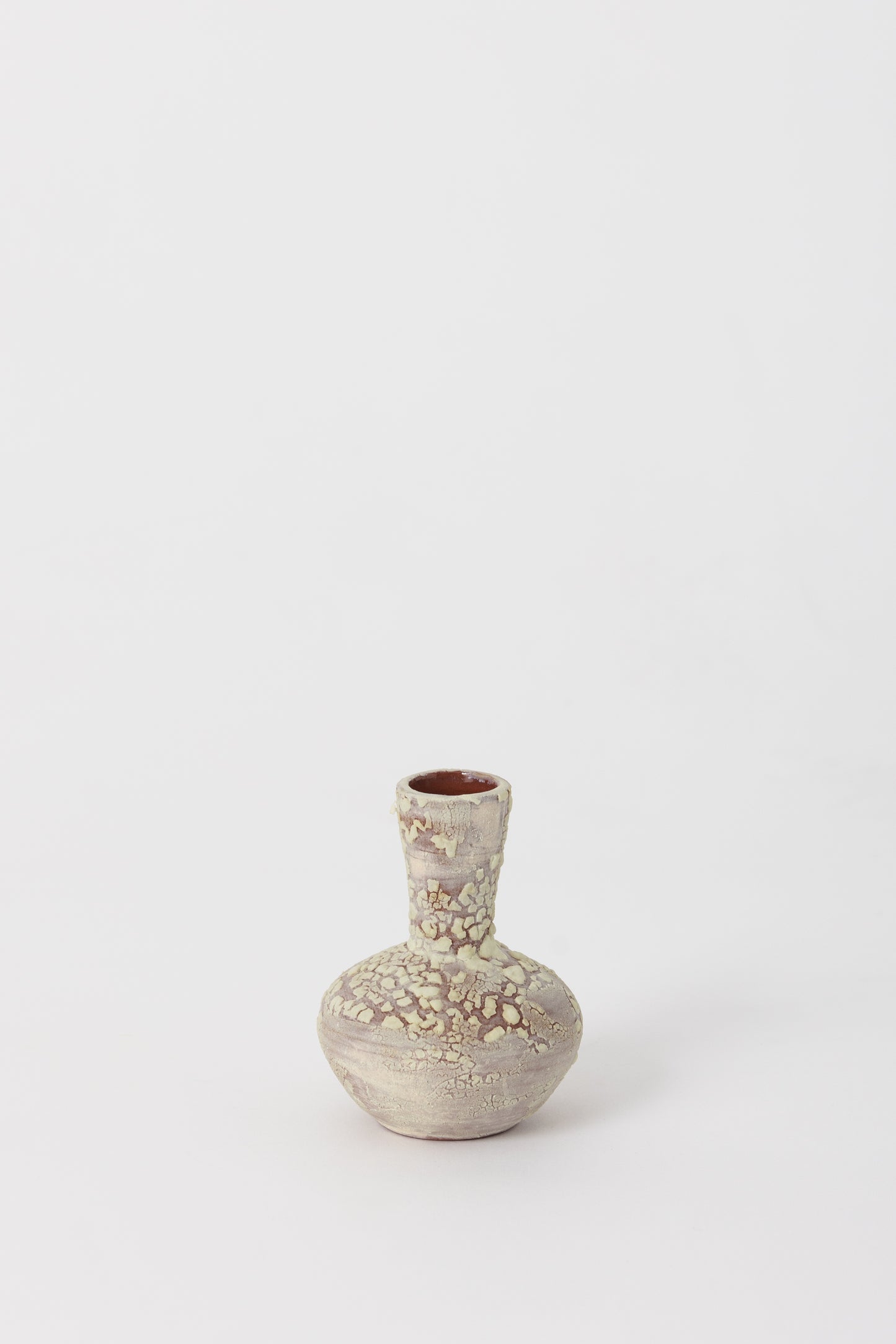 Wide-Mouth Ceramic Mini Vase, Crackled