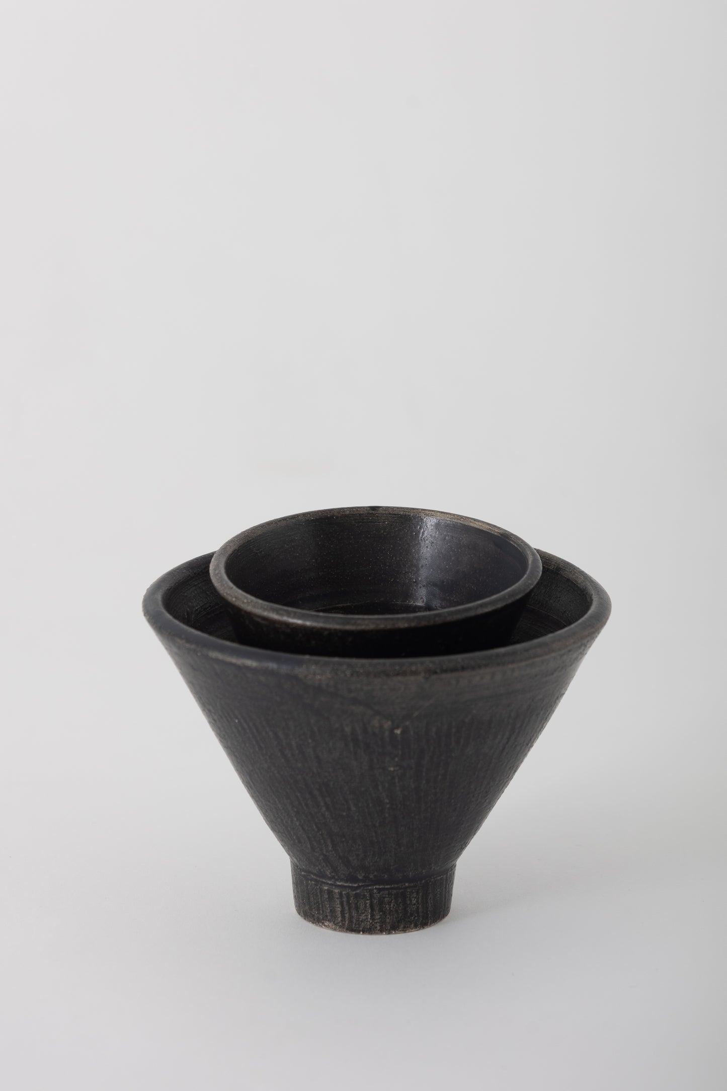 Small Ceramic Pedestal Bowl, Black