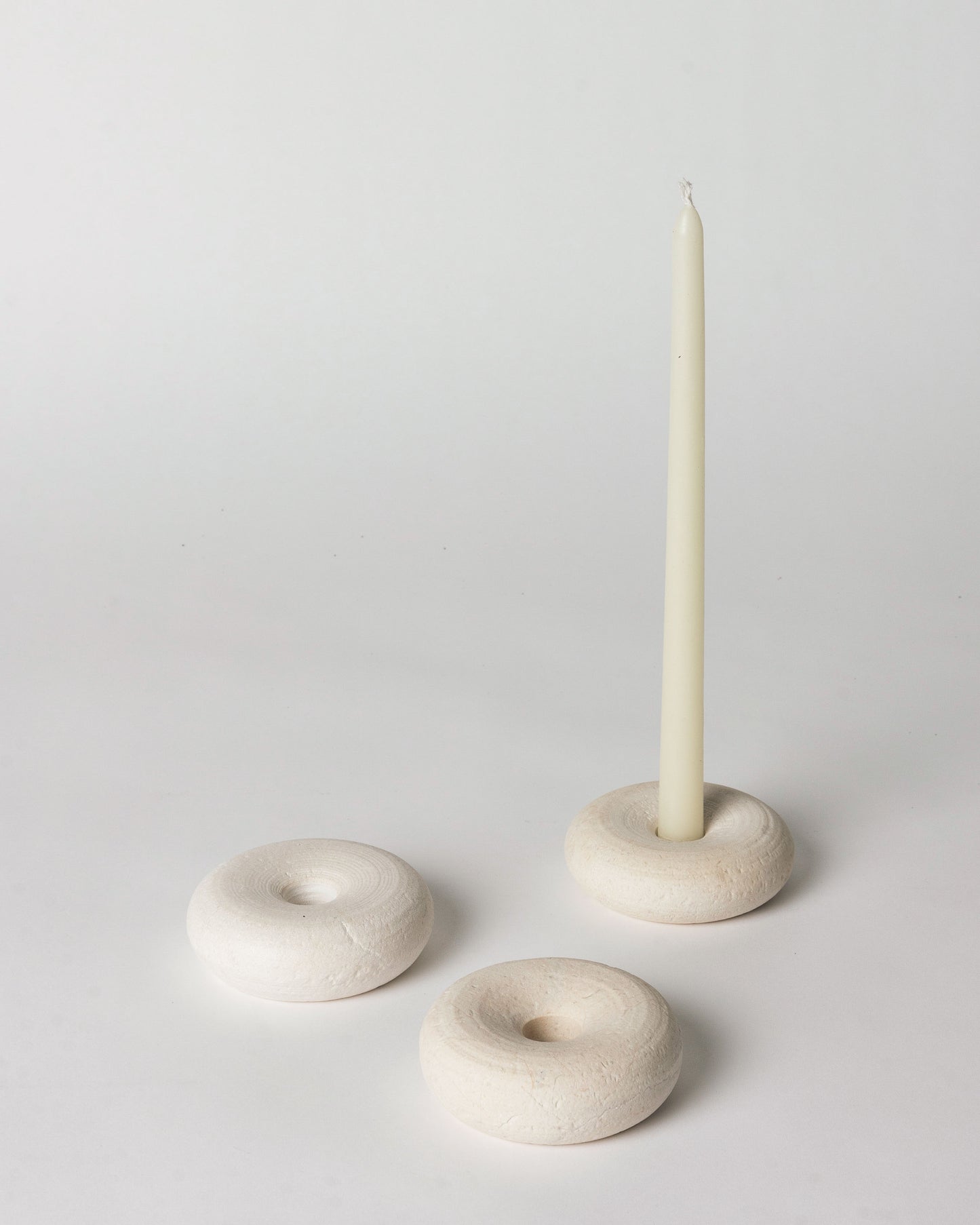 Donut Candle Holder, Crema Marfil Marble
