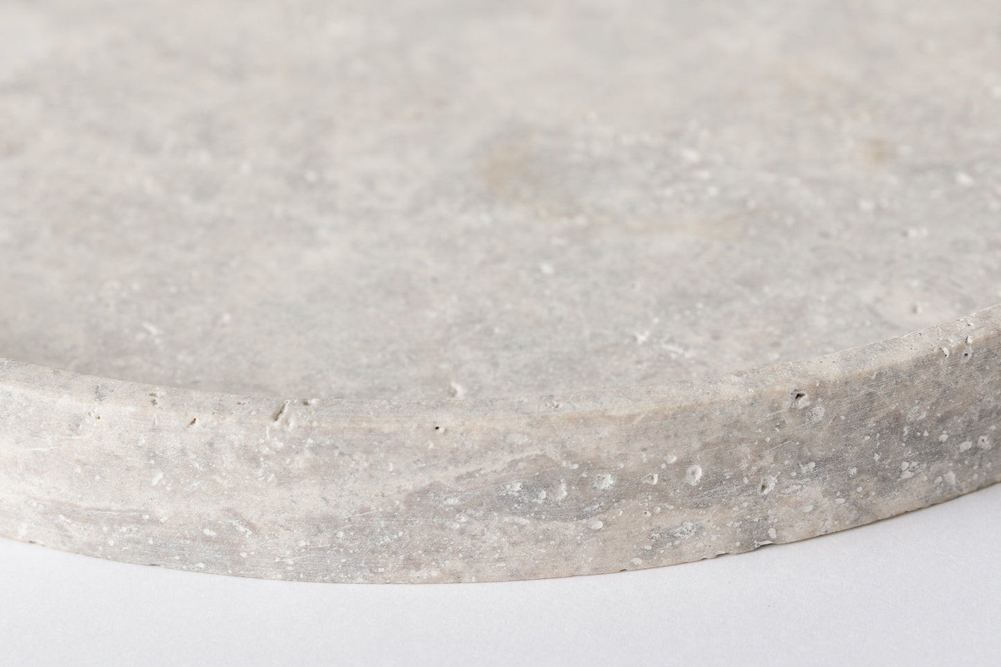 Round Tray, Gray Travertine