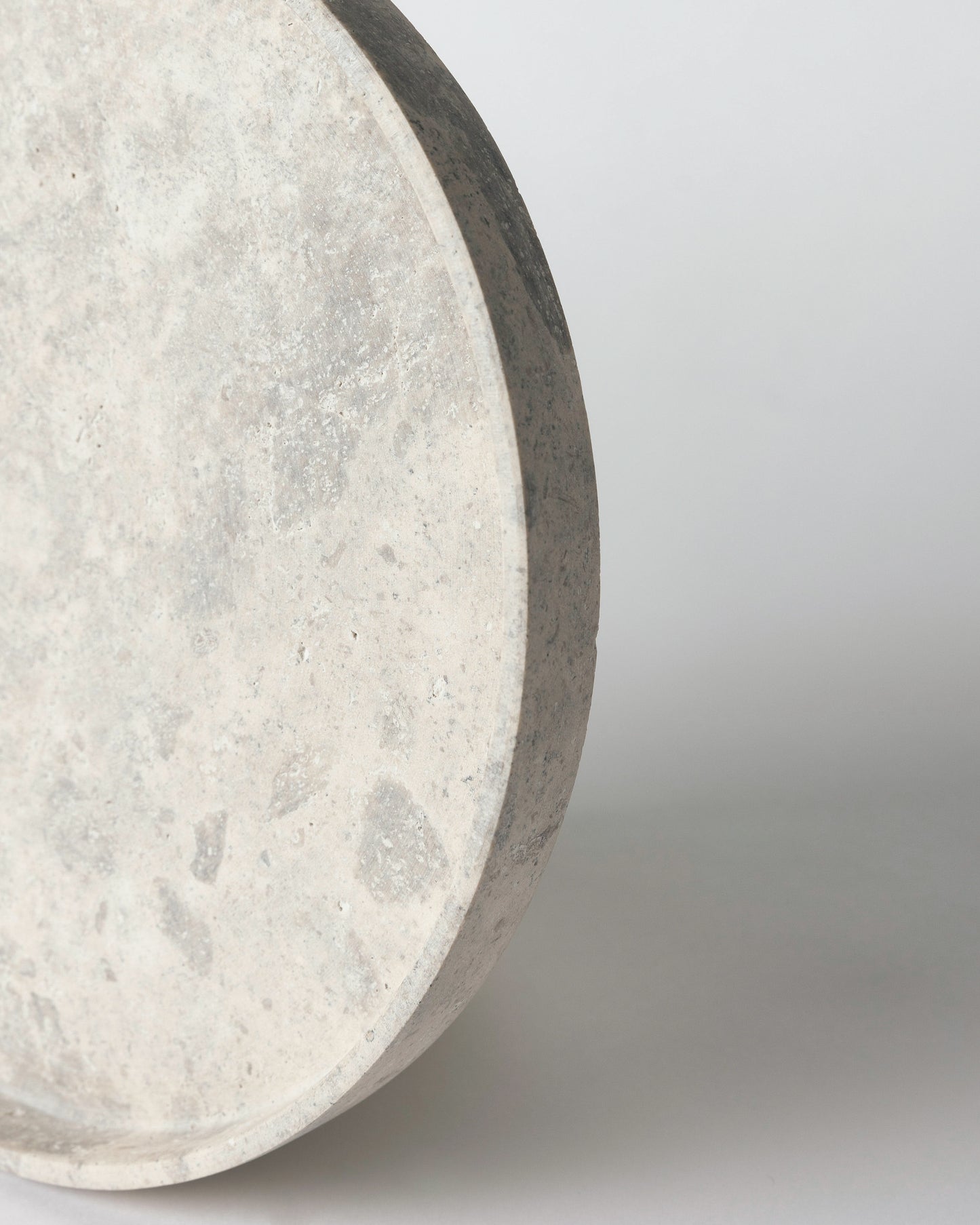 Round Tray, Gray Travertine