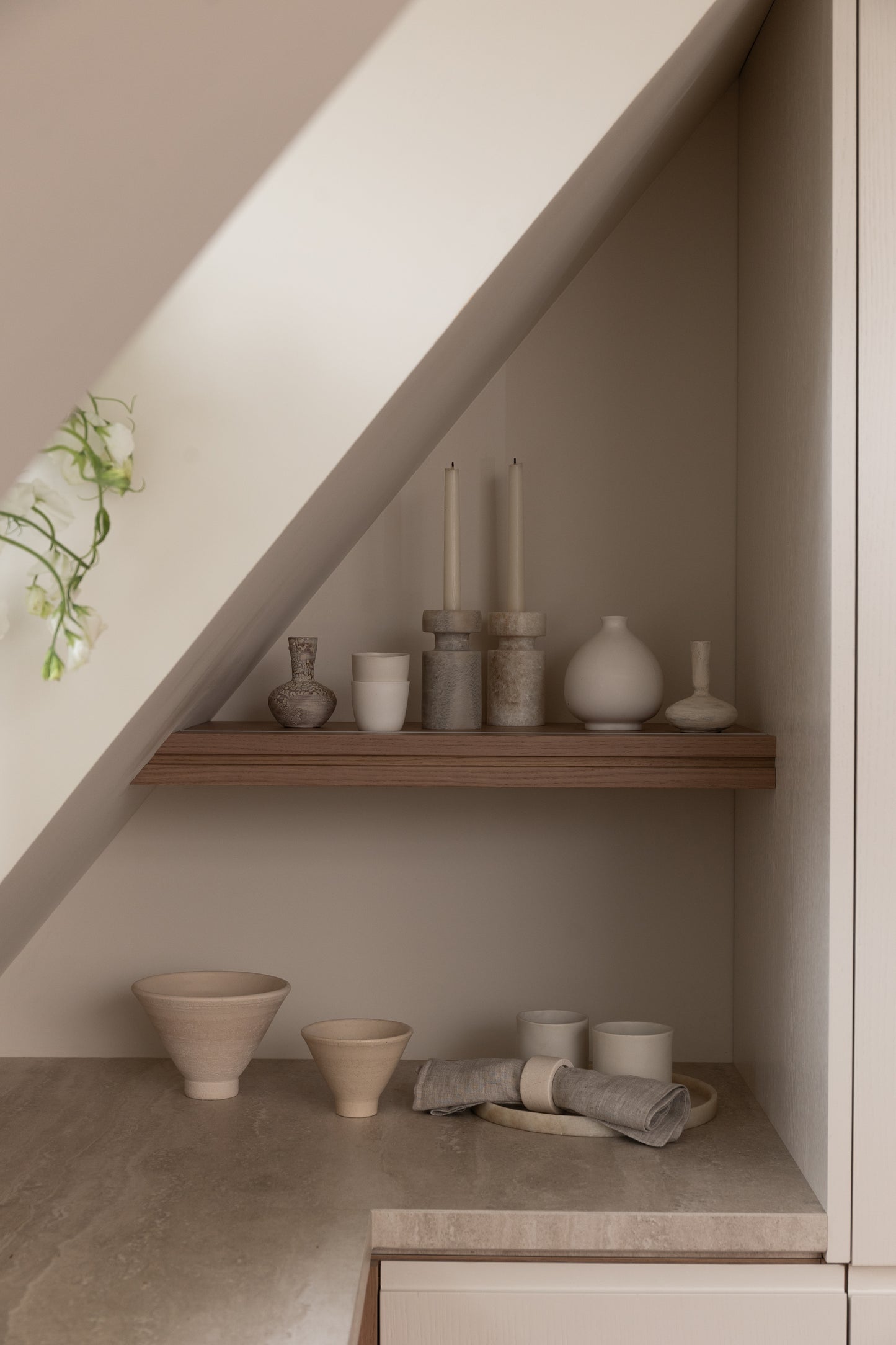 Medium Ceramic Pedestal Bowl, Cream