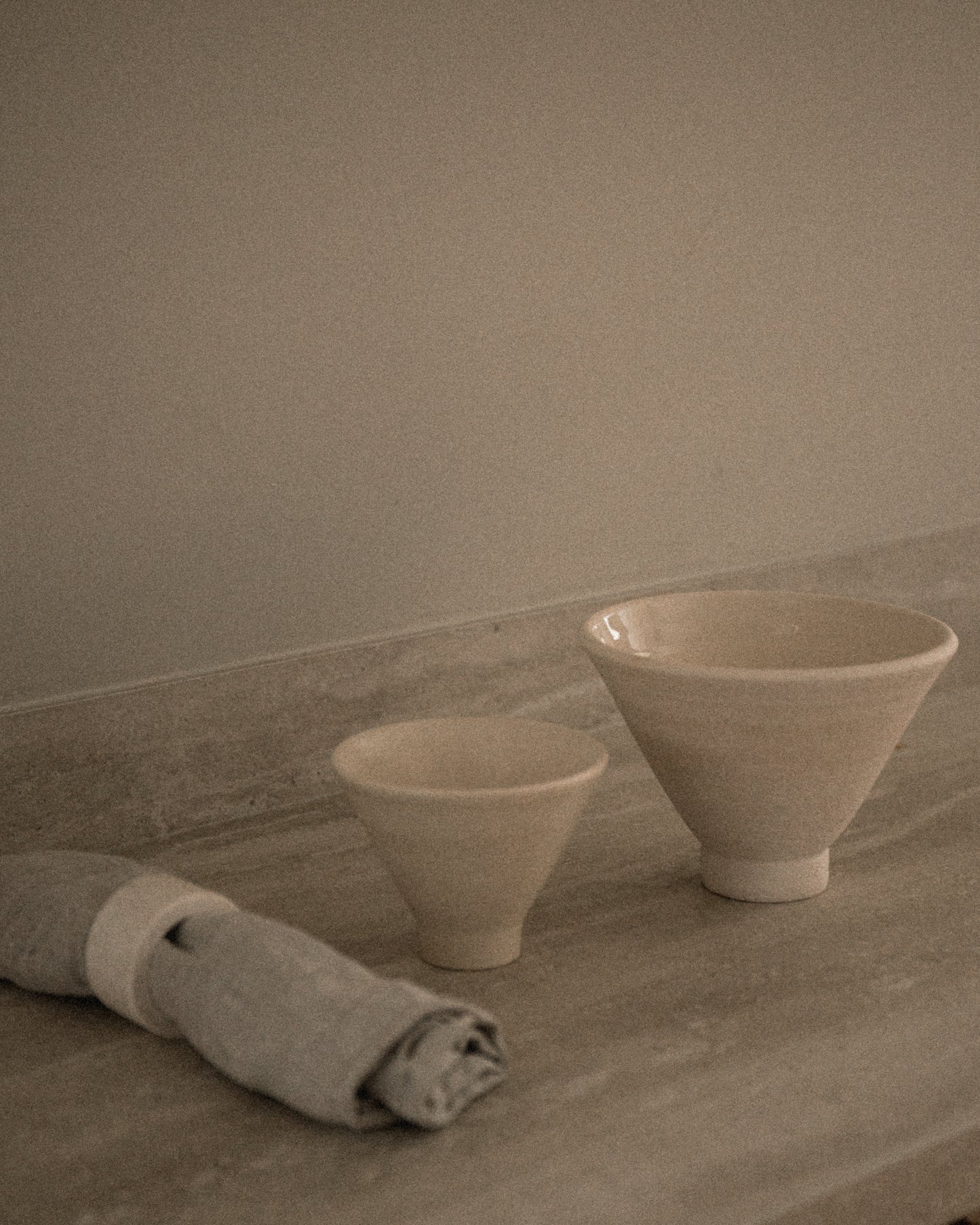 Medium Ceramic Pedestal Bowl, Cream