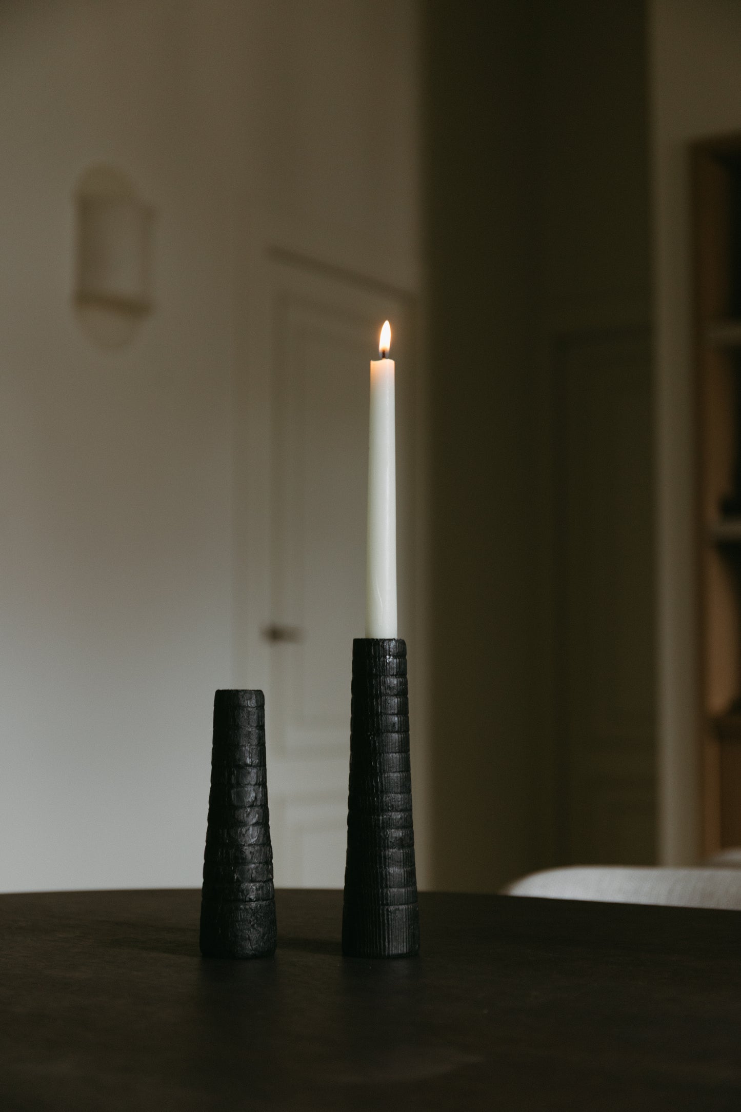 Burnt Wood Candle Holder, Small