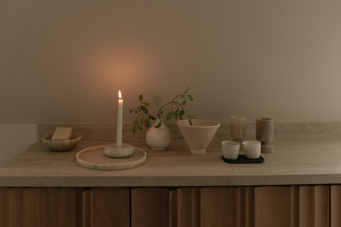 Medium Ceramic Pedestal Bowl, Cream