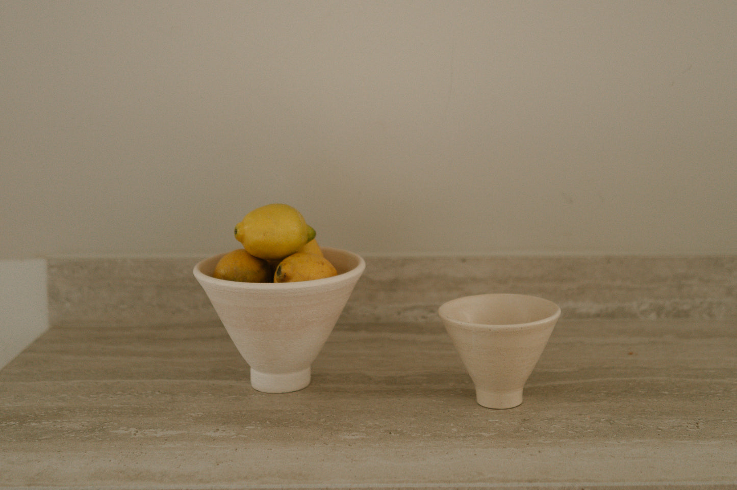 Medium Ceramic Pedestal Bowl, Cream