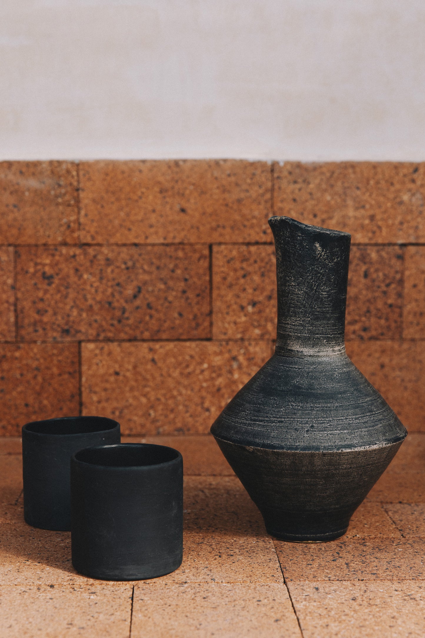 Angular Ceramic Pitcher, Black