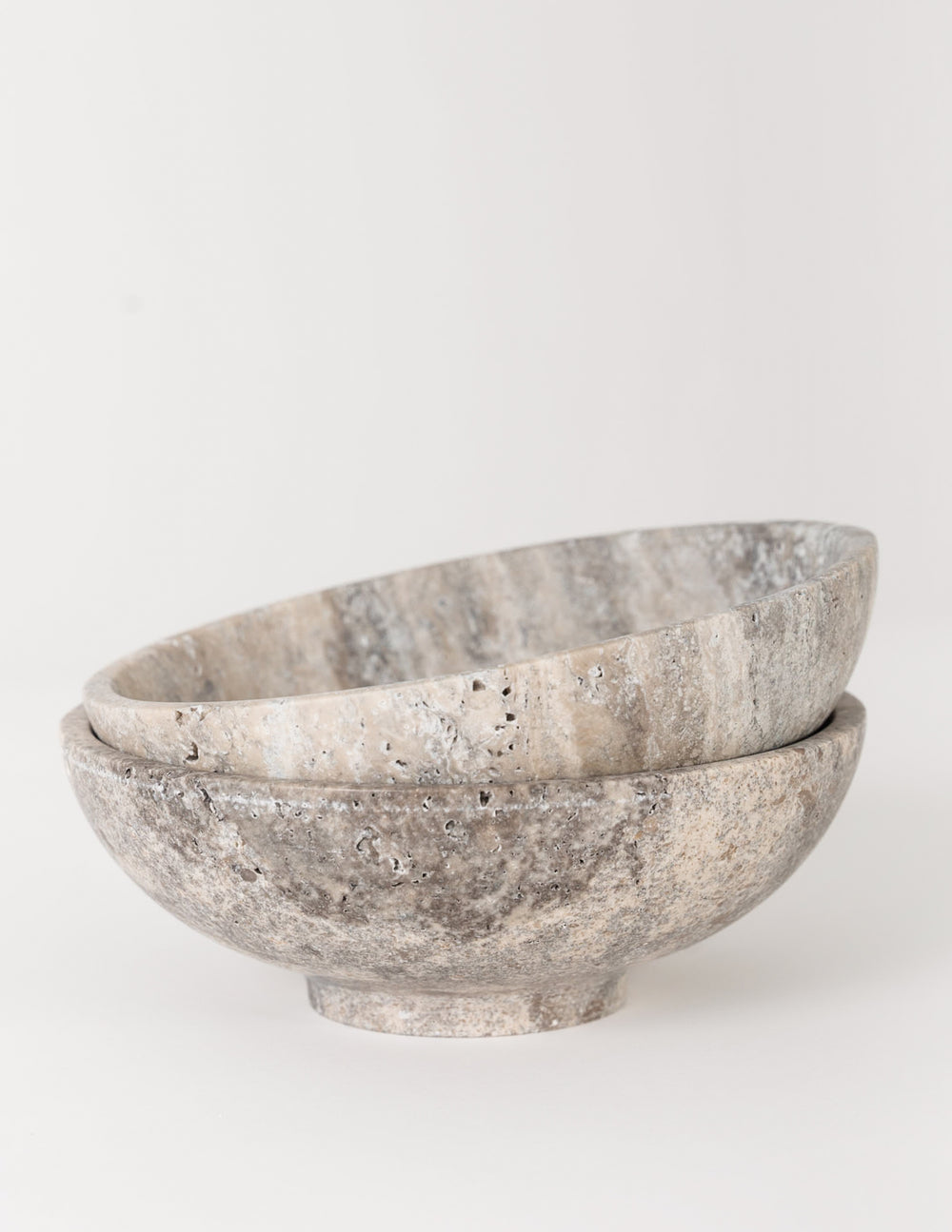 Medium Bowl, Gray Travertine Marble