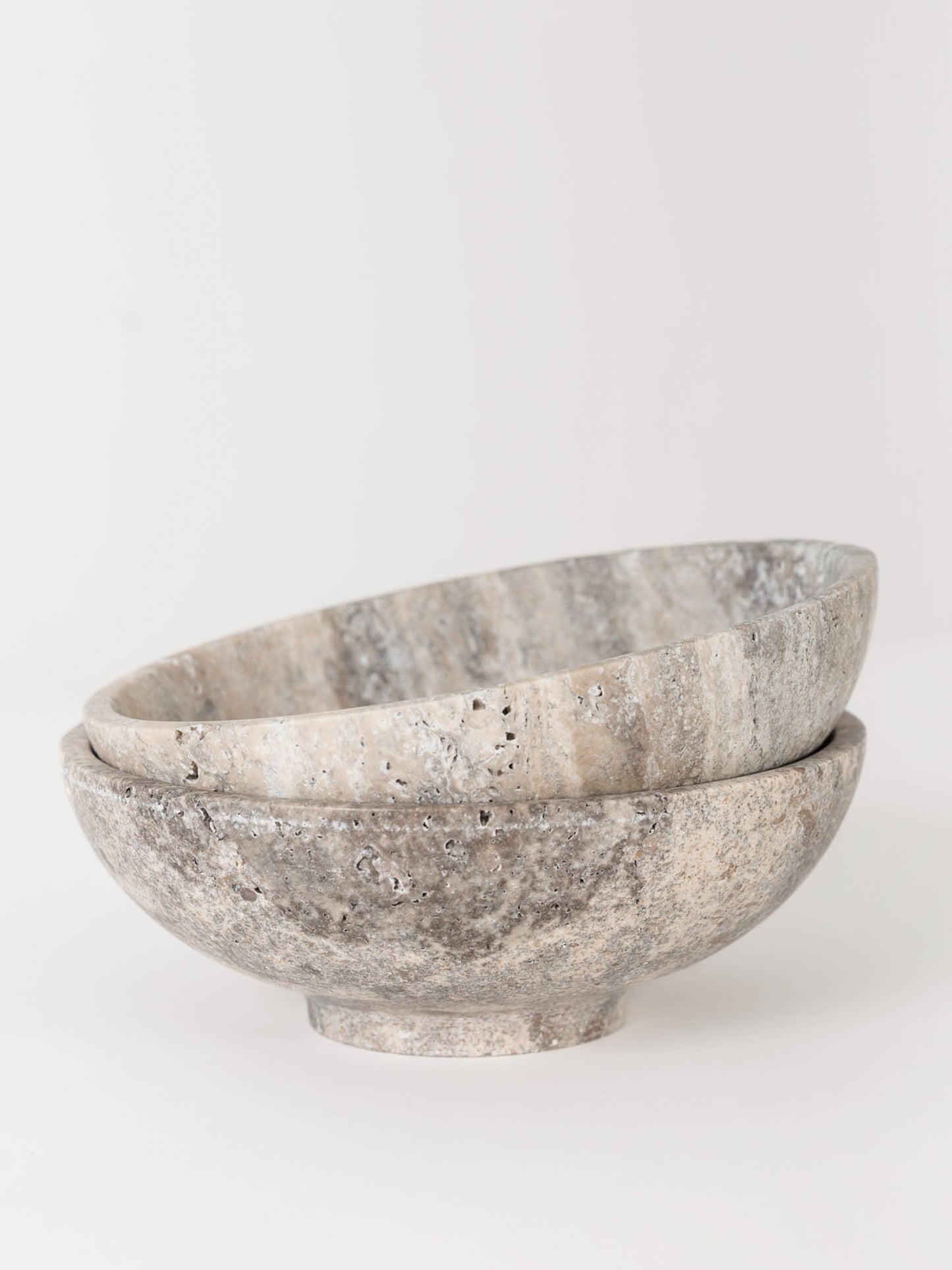 Medium Bowl, Gray Travertine Marble