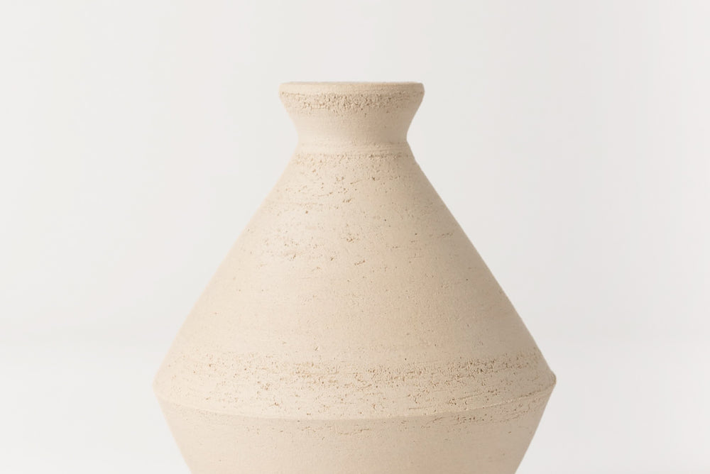 Angular Ceramic Vase, Cream