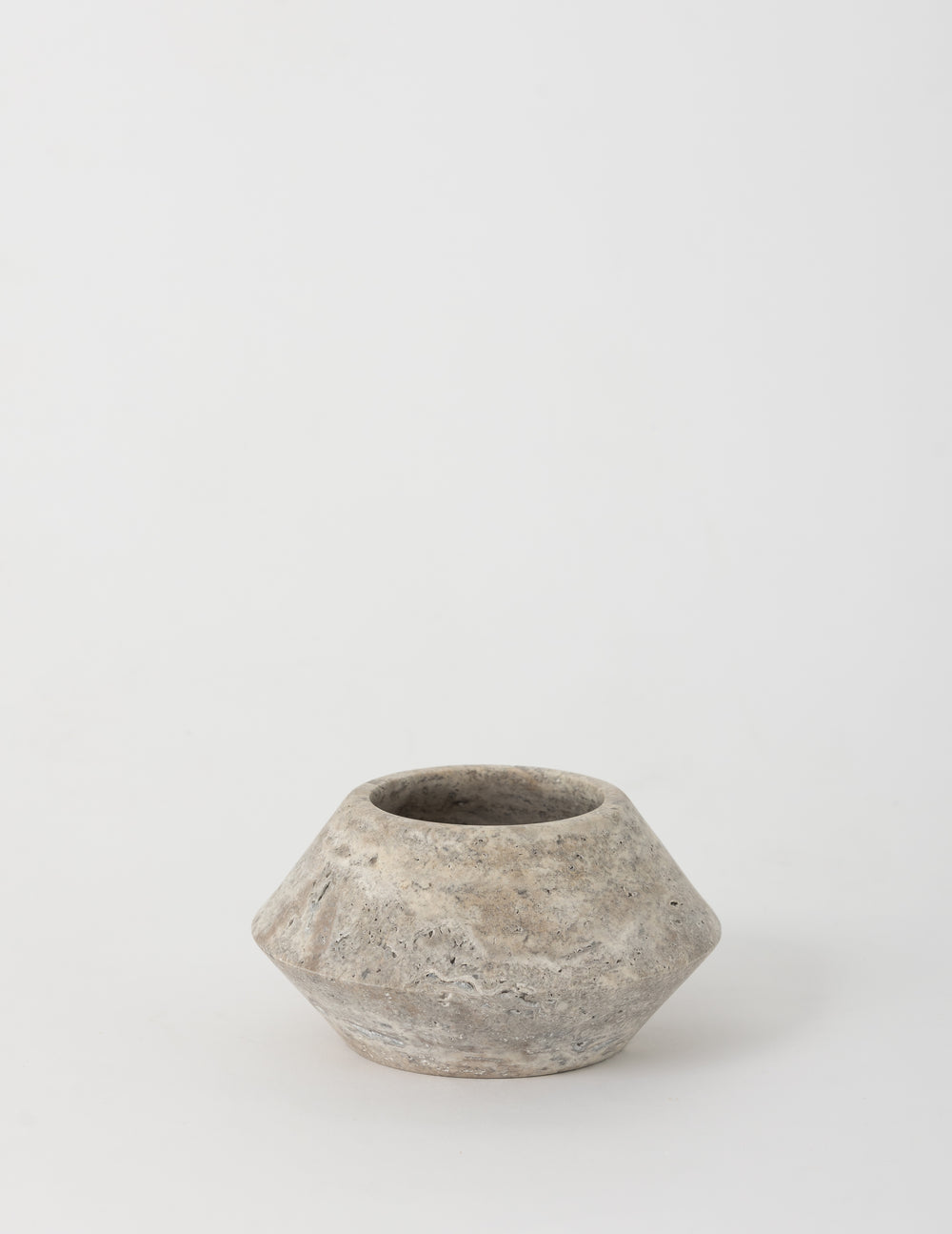 Angled Vessel, Gray Travertine