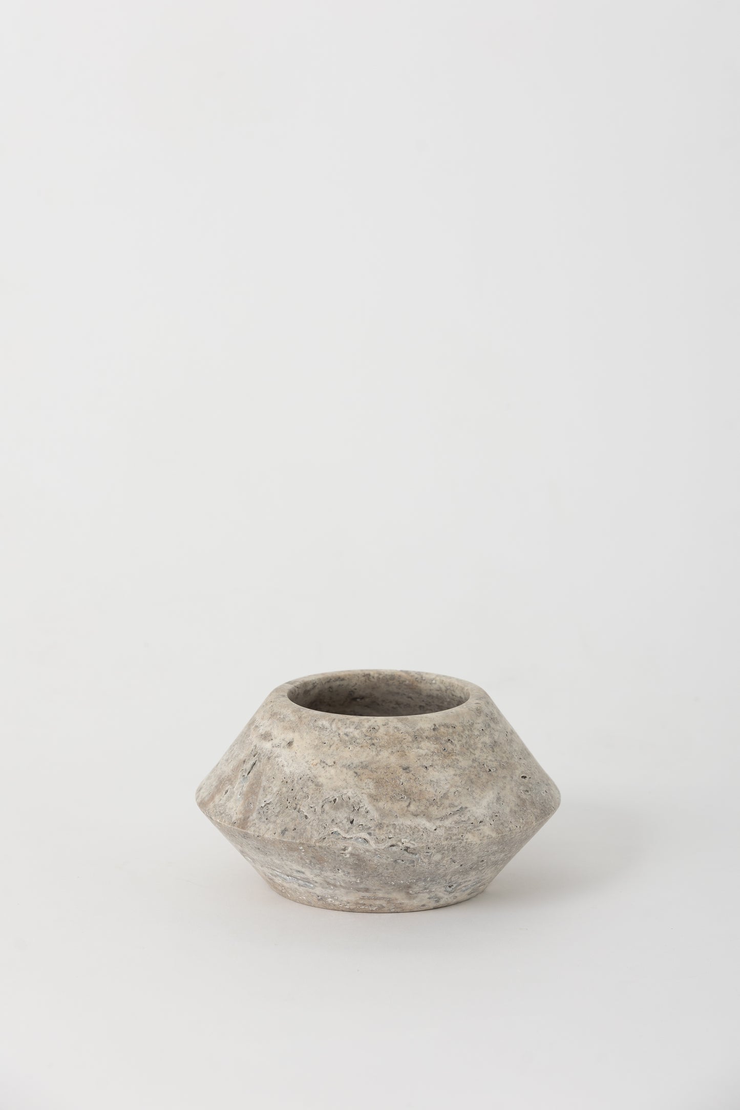 Angled Vessel, Gray Travertine