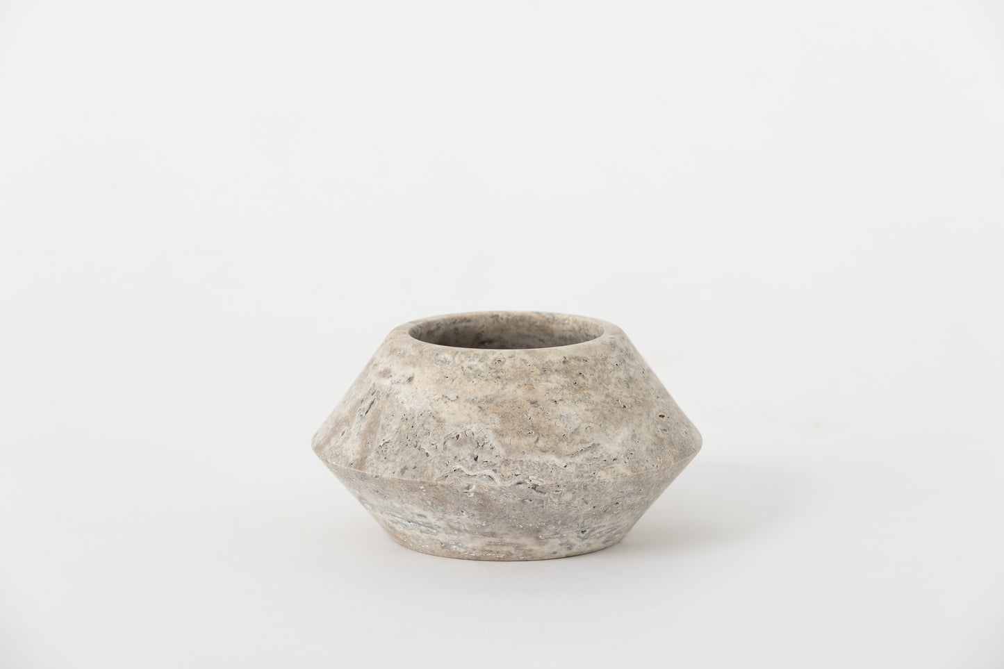 Angled Vessel, Gray Travertine