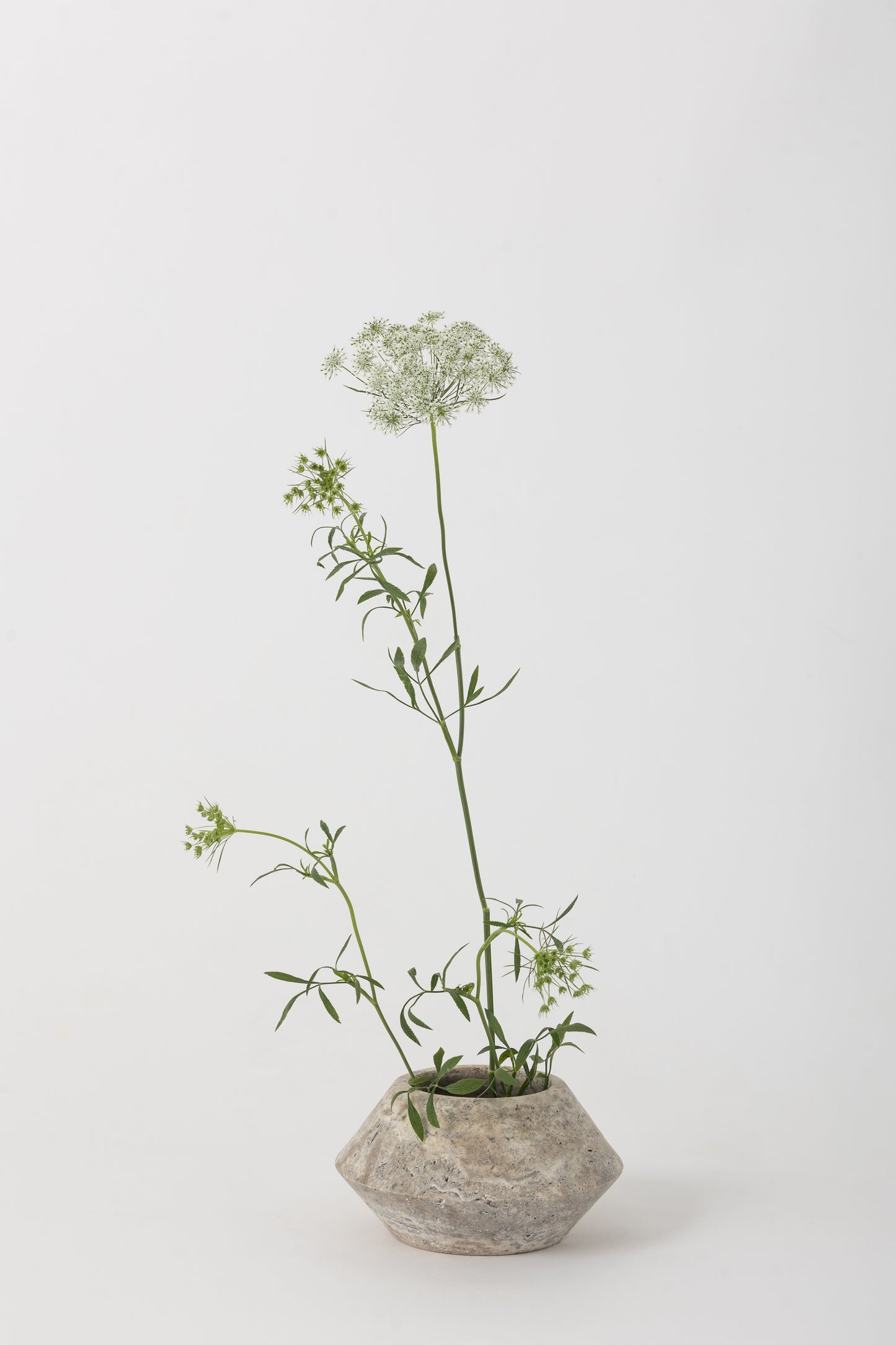 Angled Vessel, Gray Travertine