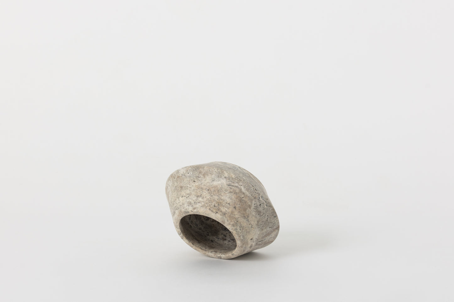 Angled Vessel, Gray Travertine