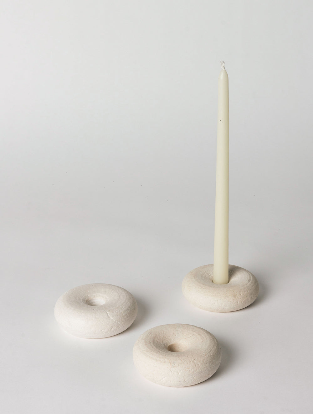 Donut Candle Holder, Crema Marfil Marble