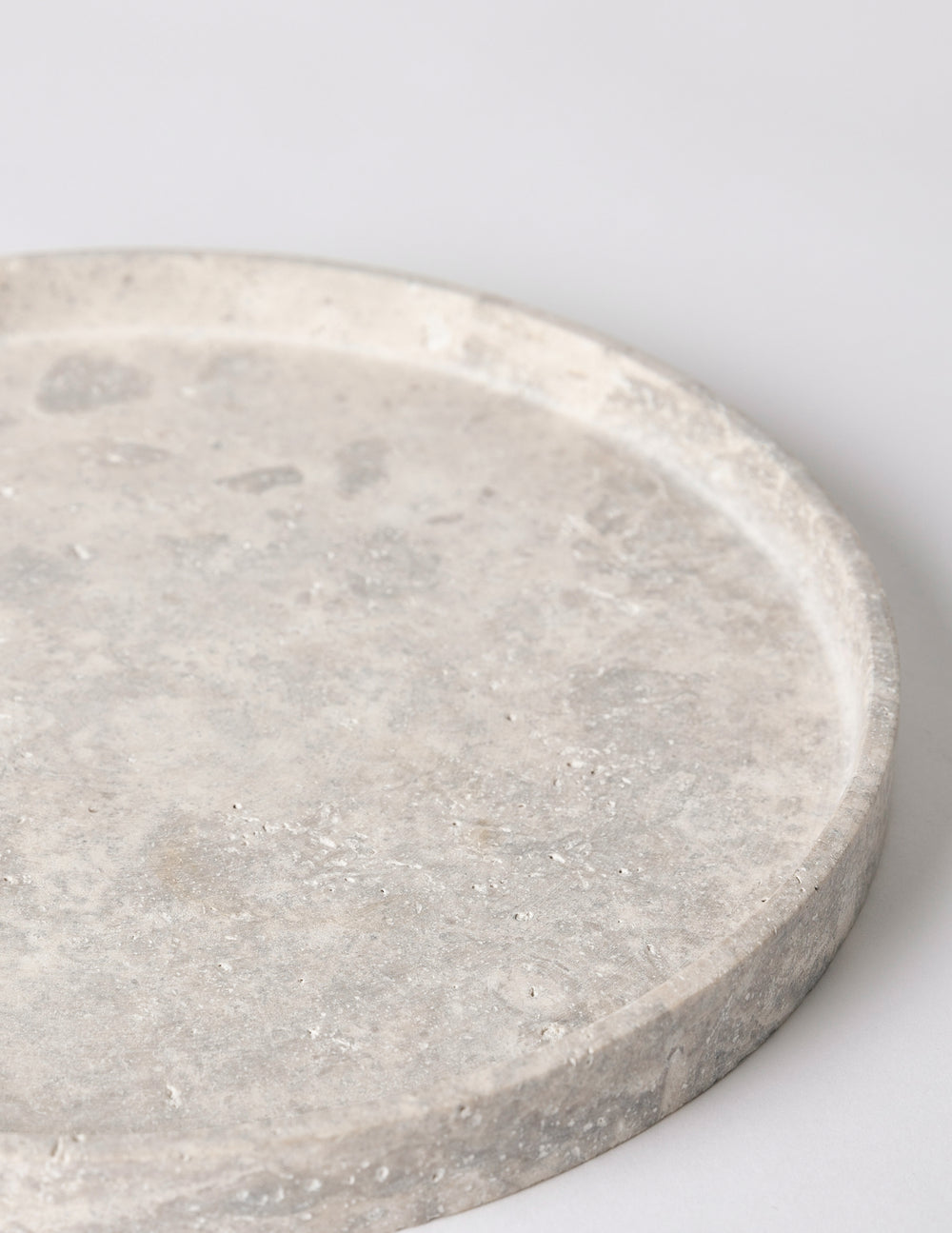 Round Tray, Gray Travertine