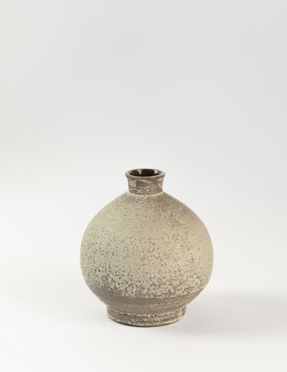 Round Bud Vase, Brown with White Lava